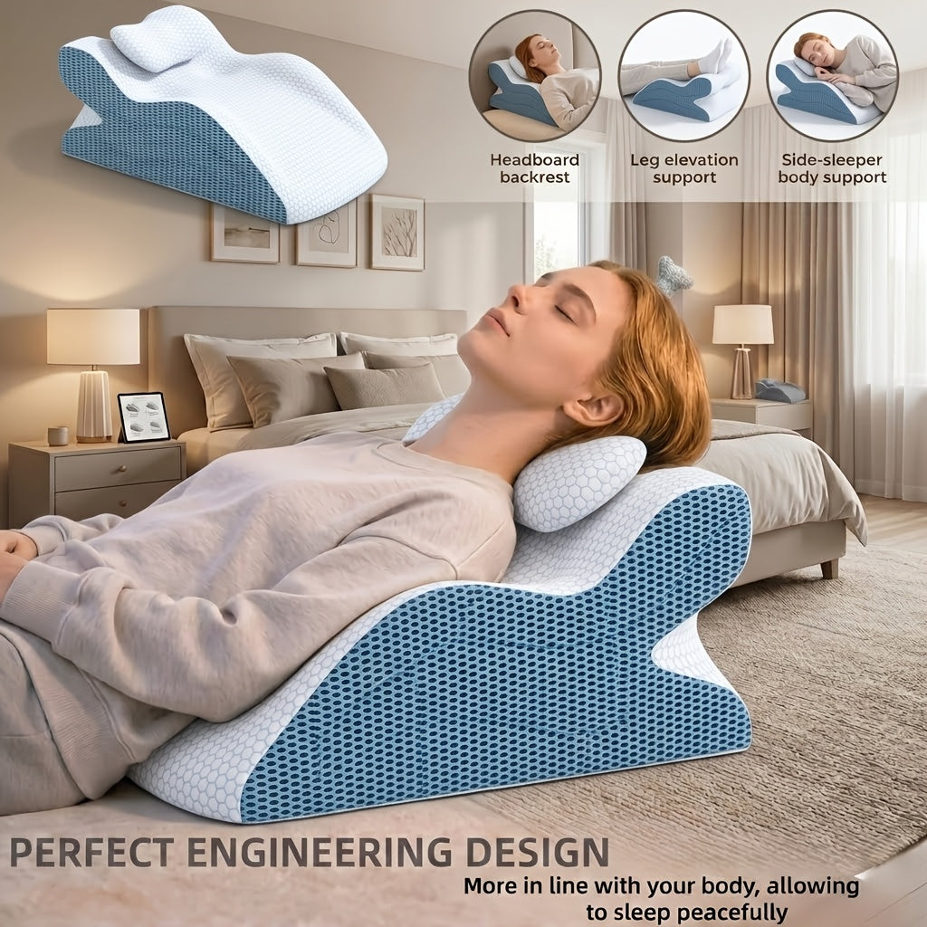 Ergonomic Backrest Pillow for Bed Reading - Multi-Purpose Support Pillow Neck Back Rest Removable Washable Cover Sleeping Reading Office Lounge