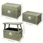 Folding Outdoor Storage Box Collapsible Waterproof Bin – Multifunctional Camping Container Doubles as Table & Seat, Portable Organizer for Picnic Road Trips Car Trunk Backyard