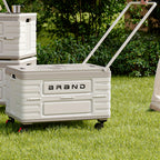 Collapsible Rolling Crate Cart with Wooden Lid & Wheels – 13.21 Gallon Foldable Utility Cart for Picnic, Shopping, Office, Teacher & Home Storage