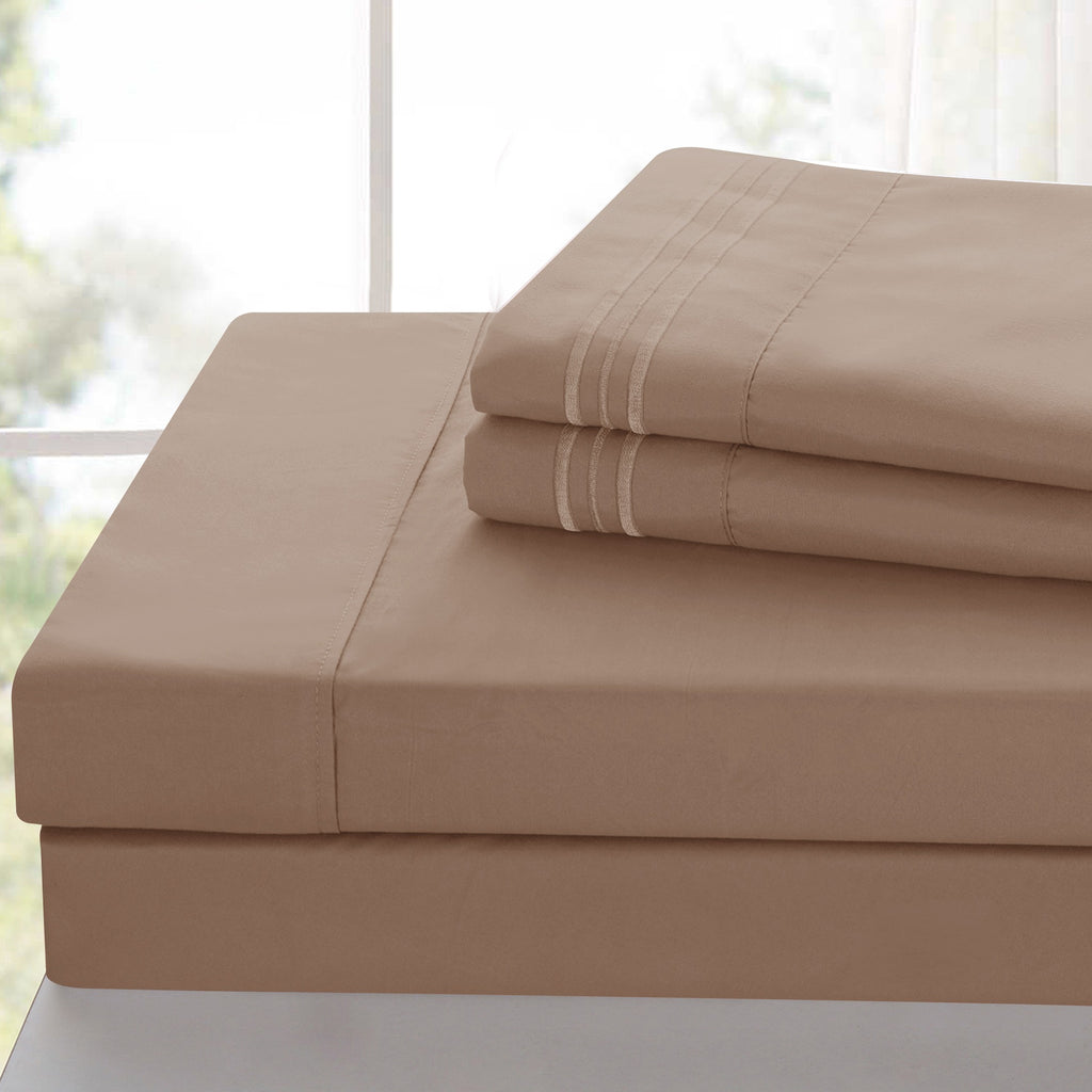Brushed Microfiber Bed Sheet Set 6 Piece with Embroidered Pillowcases - Hotel Luxury Deep Pocket 16 Inch, Soft Breathable All Season, 24 Colors, Twin Twin XL Full Queen King Cal King