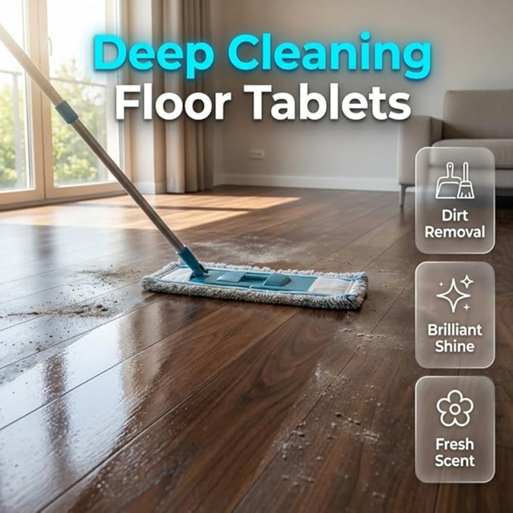 Floor Cleaning Pads 30pcs Soluble Scented Tablets – Multi-Surface Cleaner for Tiles, Hardwood & Sealed Floors, Safe Non-Toxic Powerful Dirt Removal Floor Cleaning Solution
