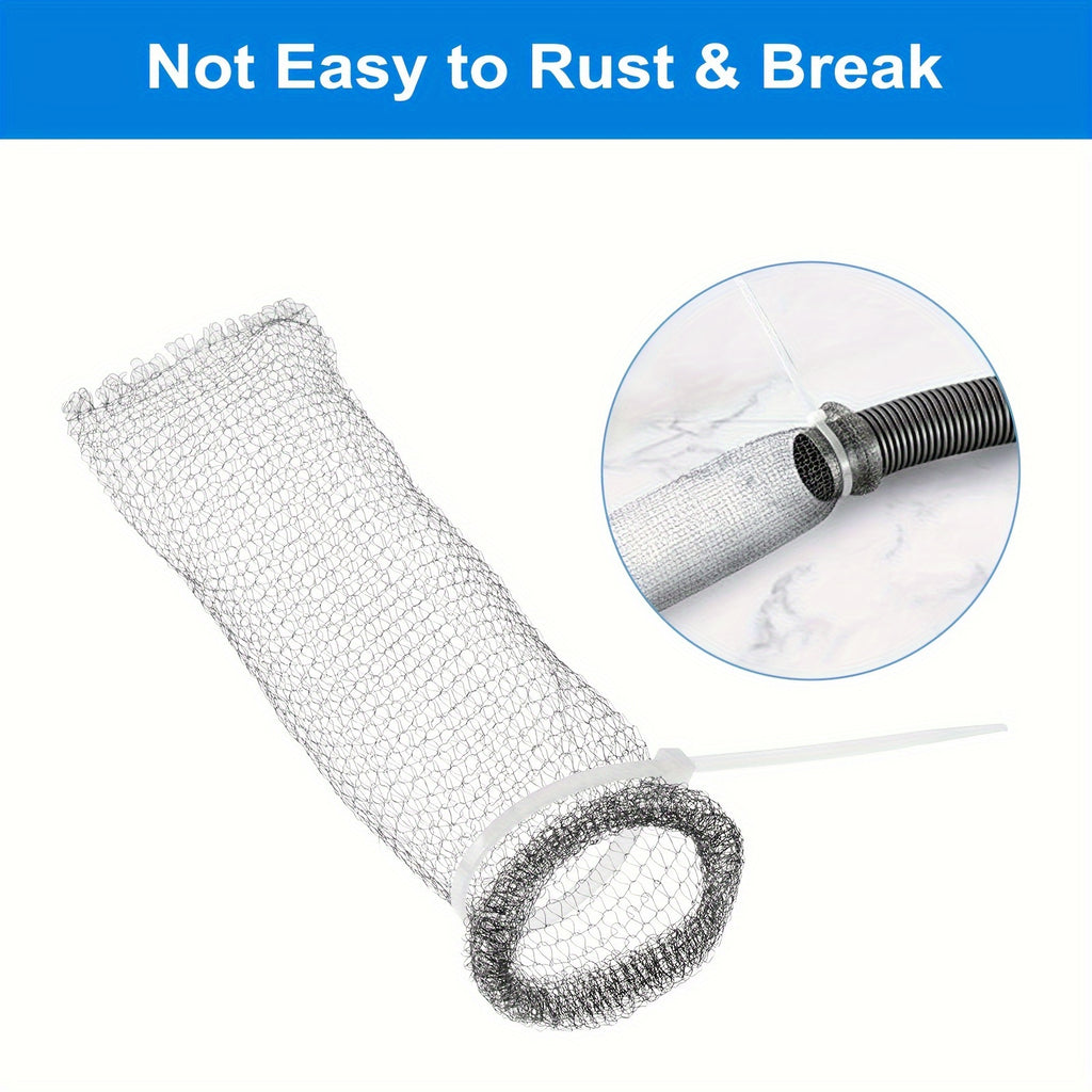 Washing Machine Lint Traps 50-Pack, Stainless Steel Mesh Filter Screen with Nylon Ties for Washer Drain Hose, Lint Catcher Prevents Clogs