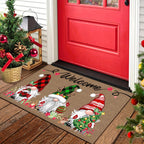 Christmas Gnome Doormat Non-Slip Machine Washable 6mm Thick Holiday Welcome Mat 100% Polyester Winter Home Decoration Indoor Outdoor Entry Rug - 19.6x31.4 and 31x47 Inch