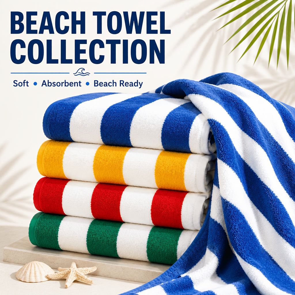 Oversized Striped Beach Towels 2 or 4pcs – Ultra-Soft Quick-Dry Sand-Free Vacation Design | Multiple Colors | Great for Beach, Swim, Travel, Yoga, Camping & Bath