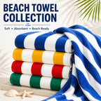 Oversized Striped Beach Towels 2 or 4pcs – Ultra-Soft Quick-Dry Sand-Free Vacation Design | Multiple Colors | Great for Beach, Swim, Travel, Yoga, Camping & Bath