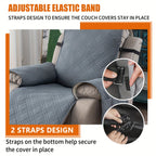 Waterproof Recliner Cover Pet Scratch-Resistant, 5-Layer Quilted Non-Slip Recliner Chair Slipcover with Pocket & Elastic Straps, Easy-Care Polyester Furniture Protector for Living Room, Bedroom & Office, Coffee/Gray
