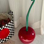 Novelty Cherry Toilet Brush with Holder Set – Creative Fun Bathroom Decor | Cute Toilet Brush & Holder | Red