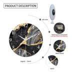 Modern Large Glass Wall Clock with Marble Texture – Silent Non-Ticking, 14, 20 & 24 Inch, AA Battery, Luxury Wall Decor for Living Room, Bedroom, Kitchen & Office, Housewarming Gift