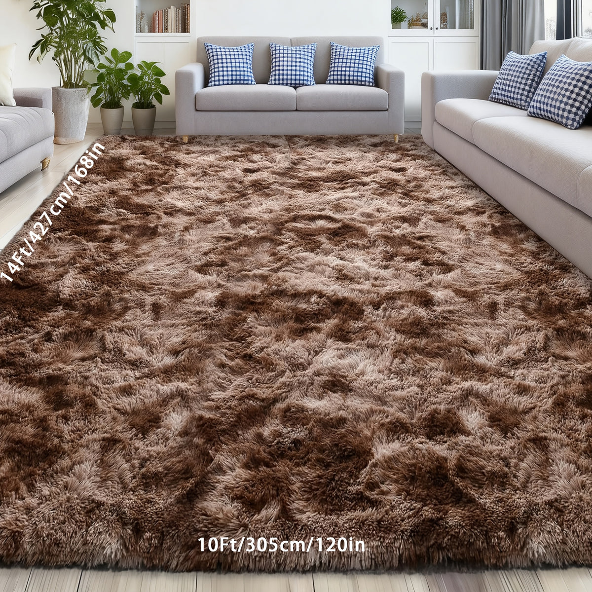 Shaggy Area Rug Extra Large Ultra Soft Fluffy Plush for Living Room & Bedroom – Non-Slip Machine Washable Carpet 9x12 & 10x14ft, Tie-Dye & Solid Colors