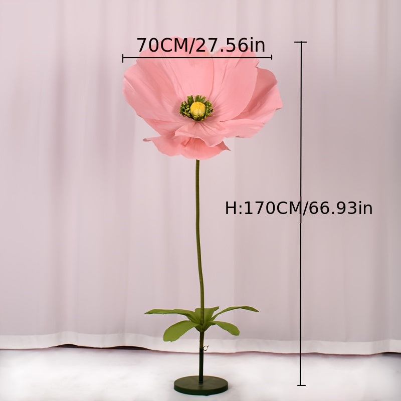 Super Large Poppy Artificial Paper Flowers 1pc – Oversized Handcrafted Paper Art Flower for Wedding Scene, Shop Window & Home Decor, Fake Floral Centerpiece Decoration