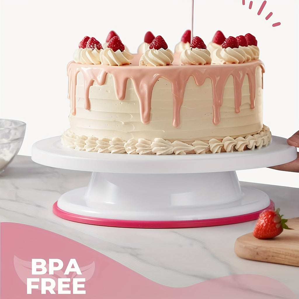 22pcs Cake Decorating Set with Rotating Turntable Stand - 12 Stainless Steel Piping Tips, Icing Spatula, 3 Scrapers & Pastry Bags, Complete Cake Decoration Kit for Home Bakers