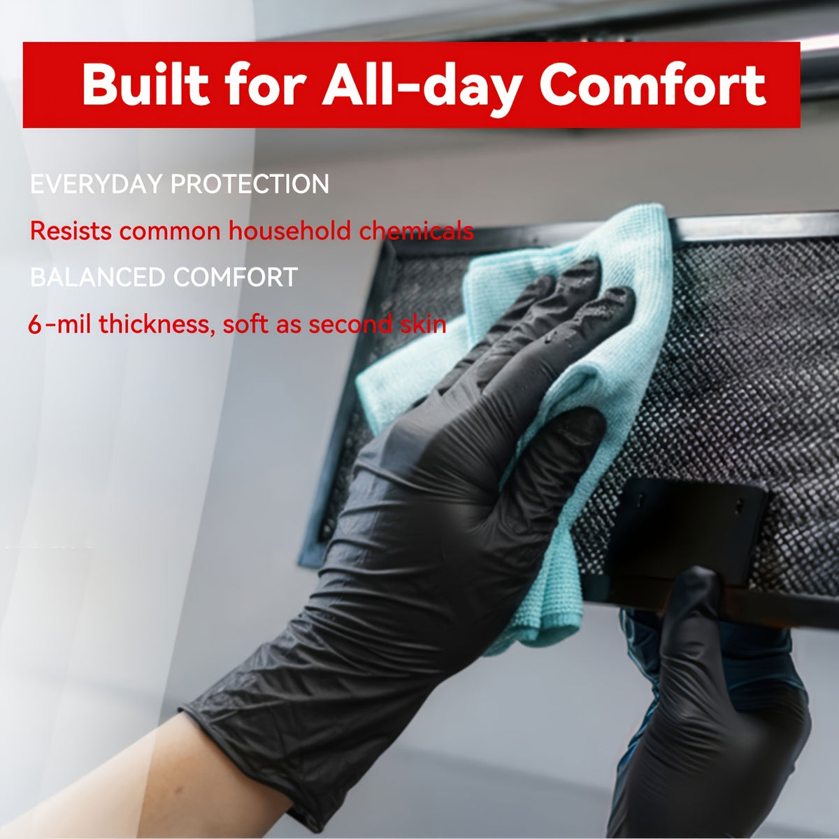 Black Nitrile Gloves Disposable Food Safe Latex Free Powder Free Heavy Duty Puncture Resistant Kitchen Cooking Cleaning Dishwashing Gloves S M L XL 200 600 1000 Count