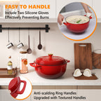 Dutch Oven 5QT 6QT 7.5QT Enameled Cast Iron Cookware with Lid Silicone Handles Oven Safe 500°F Bread Baking Stews Roasts Multiple Colors