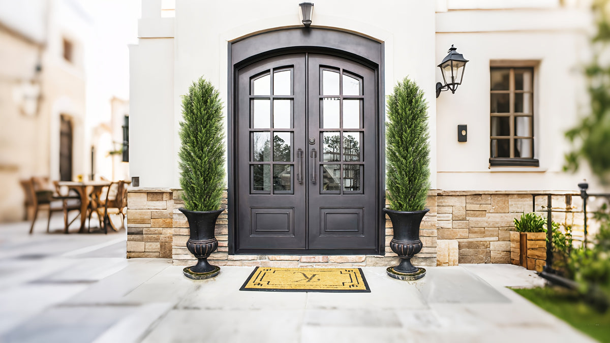 Artificial Pine Tree Set of 2 – Faux Greenery Shaped Christmas Trees for Indoor & Outdoor, Courtyard, Front Door & Holiday Decor