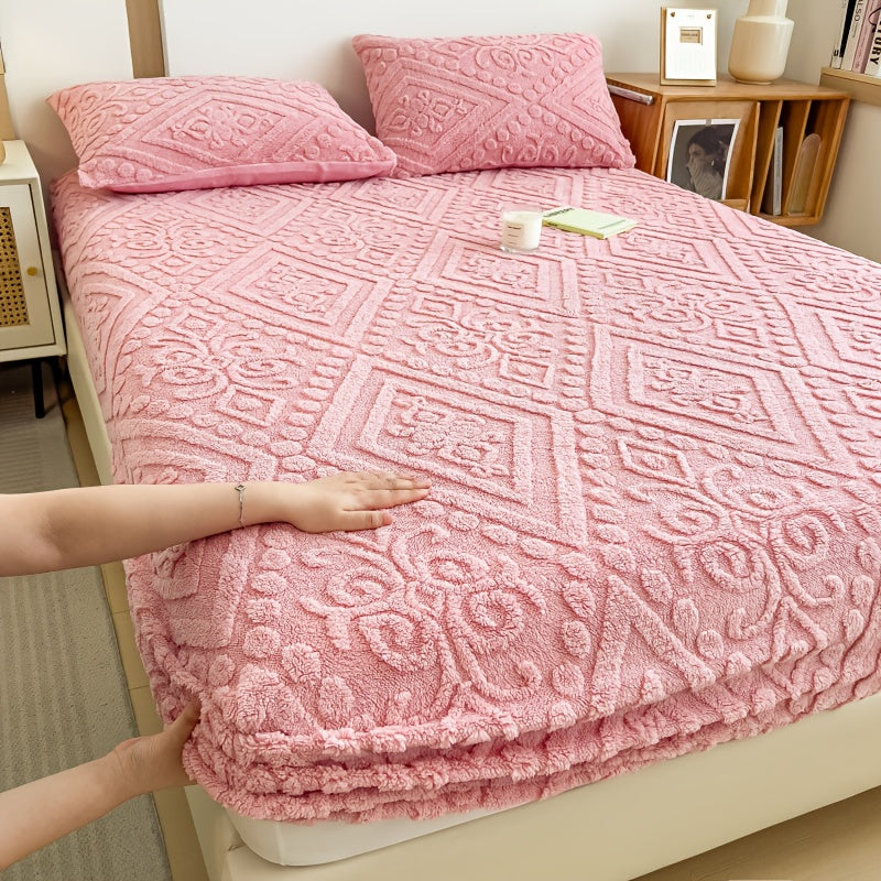Flannel Fitted Sheet Queen King – Super Soft Warm Deep Pocket Bed Sheet for Fall Winter Spring, Luxurious Cozy Fleece Bedding, 12-Inch Deep Pocket, Secure Mattress Fit, No Pillowcases Included