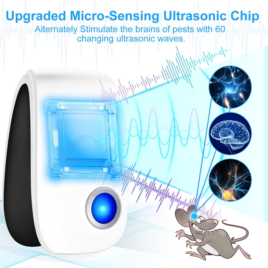 Ultrasonic Pest Control Device 2026 Upgraded Plug-In Repeller for Mosquitoes Mice Cockroaches Ants Spiders Fleas Chemical-Free Indoor Pest Repellent for Home Kitchen Office 4 6 8 Pack