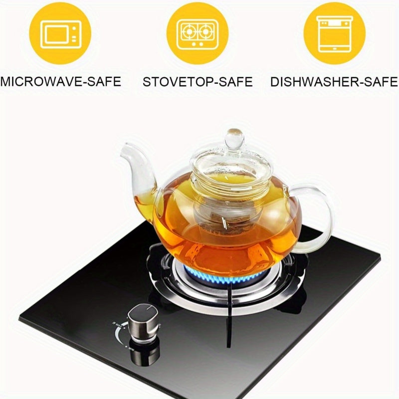 1000ml Borosilicate Glass Teapot with Removable Infuser – Gooseneck Loose Leaf Tea Pot, Microwave & Stovetop Safe, Gift Box Included (Teapot Only or Set with 4 Cups)