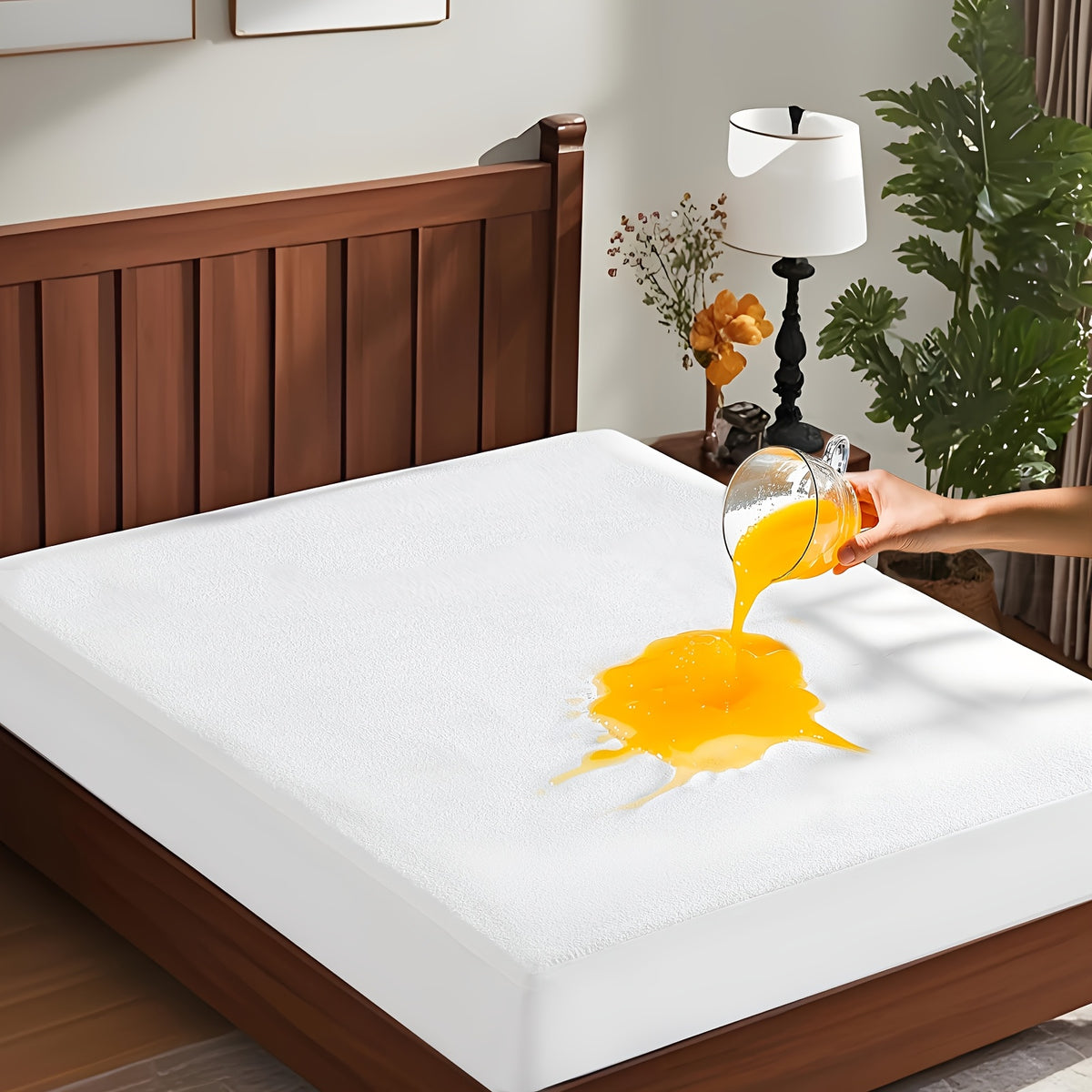 Waterproof Mattress Protector Ultra Soft Noiseless PU Liner – 18" Deep Pocket Fitted Mattress Cover for Twin Full Queen King, Machine Washable White Bed Protector