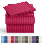 Luxury Striped Bed Sheet Set 3 or 4 Pcs – Hotel-Quality Deep Pocket 16", Extra Soft Breathable Cooling Sheets, Wrinkle & Fade Resistant, Twin Twin XL Full Queen King Cal King, 11 Colors