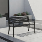 Outdoor Metal Garden Bench 47in with Backrest Armrests 500LBS Capacity Park Bench for Courtyard Garden Yard Front Porch Black