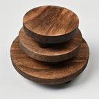 Rustic Wooden Display Risers Set of 3 – Farmhouse Cake Stand & Decorative Pedestals for Kitchen Counter, Home Decor, Christmas, Valentine’s Day & New Year Table Styling