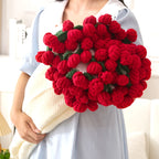 Rose Bouquet Blanket – 31.5inch 52-Flower Soft Throw with Gift Bag, 4 Colors, Romantic Gift for Valentine's Day Birthday Wedding