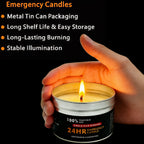 Unscented Soy Palm Wax Candles Set of 4 Metal Tin 96 Hour Burn Time – Long Lasting Candles for Camping Hiking Emergency Lighting Holiday Decor Christmas Halloween