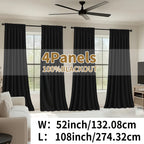 Blackout Curtains Rod Pocket 4 Panels - Thermal Insulated Room Darkening Noise Reducing Matte Drapes for Bedroom Living Room Office, 9 Colors 11 Sizes