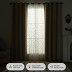 Blackout Curtains 4-Pack – Geometric Embroidery Grommet Top, Sun-Blocking Heat-Insulating Room Darkening Drapes, Living Room Bedroom Dining, All-Season, 4 Colors 5 Sizes