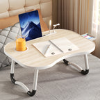 Portable Foldable Laptop Bed Table – Lap Desk with Cup Holder, Tablet & Card Slot, USB Option, for Bed Sofa Floor, Eating Reading Writing, 11 Styles