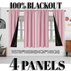 Blackout Curtains 4 Panel Set Rod Pocket – 100% Thermal Insulated Noise Reducing Solid Polyester, Laminated Lining, 7 Colors 7 Sizes