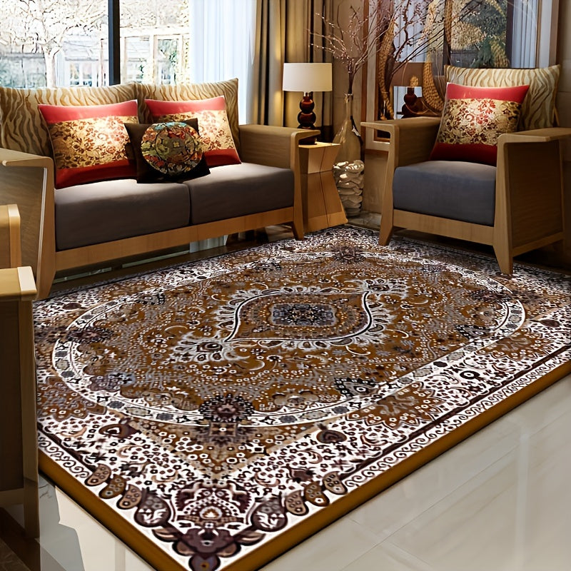 Persian Boho Area Rug Ethnic Style – Non-Slip Non-Shedding Absorbent Carpet for Living Room Bedroom, Baby Blue & Mixed Colorways, 4x6 ft