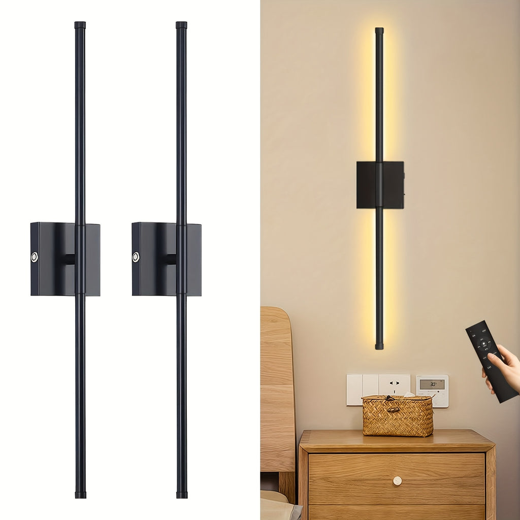 2-Pack Battery Operated Wall Sconces Wireless LED Dimmable Wall Lights with Remote & Touch Control – 350° Rotatable Cordless Wall Lamp for Bedroom, Hallway & Living Room