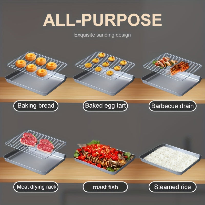 Baking Pan Set with Cooling Rack Large Stainless Steel Cookie Sheet Non-Toxic Durable Easy Clean Professional Oven Tray for Baking Roasting Holiday Baking