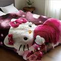 Pink Romantic Cartoon Anime Flannel Throw Blanket – Ultra-Soft Fully Printed Plush Blanket for Sofa, Bed & Travel | Valentine’s Day, Christmas & Holiday Gift | 40×50 / 50×60 / 60×80in