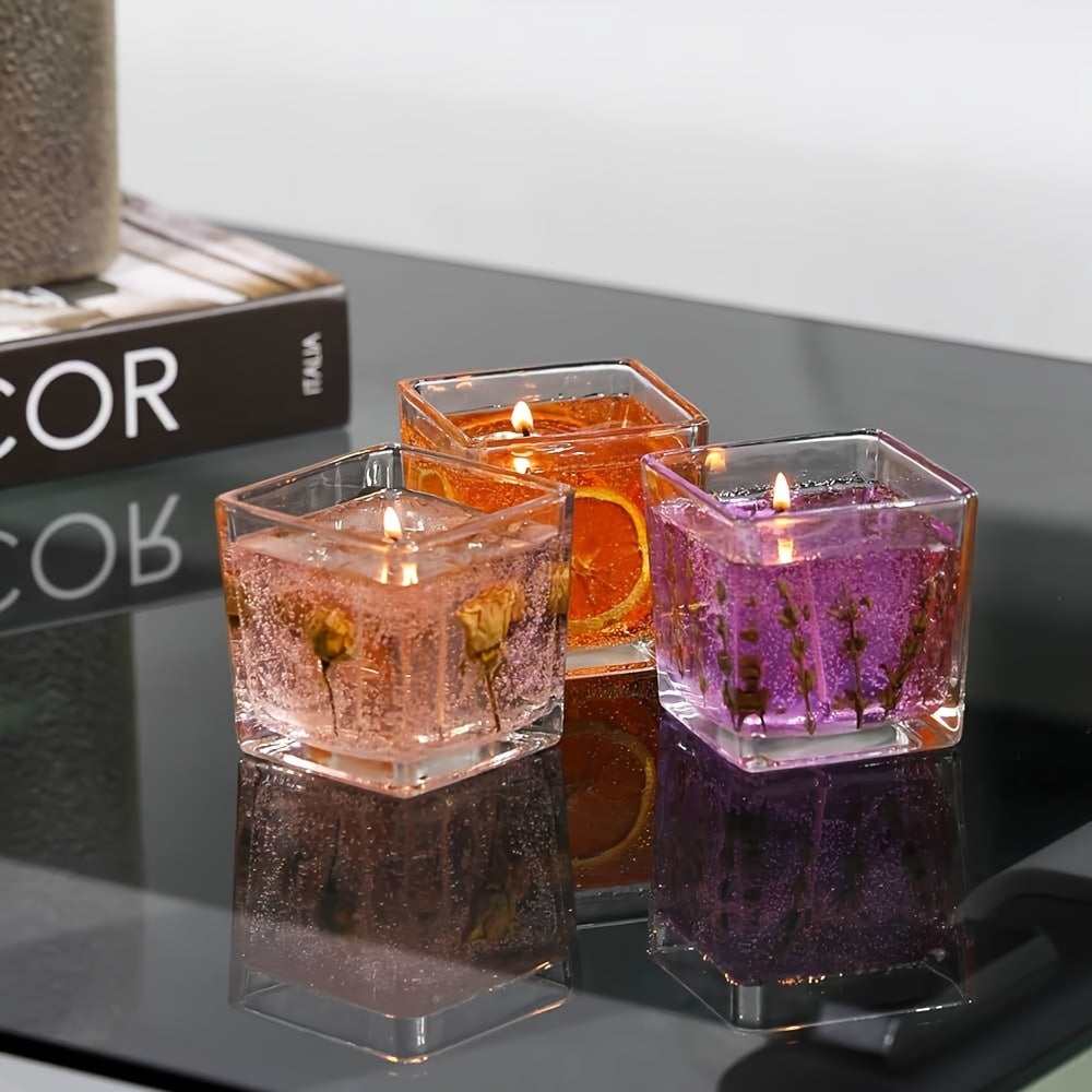 Floral Scented Candle 550g with Real Flower Inlay – Lavender, Rose & Orange Botanical Fragrance Candle in Glass Jar | Long-Lasting Aromatherapy Home Perfume, Perfect Birthday & Housewarming Gift