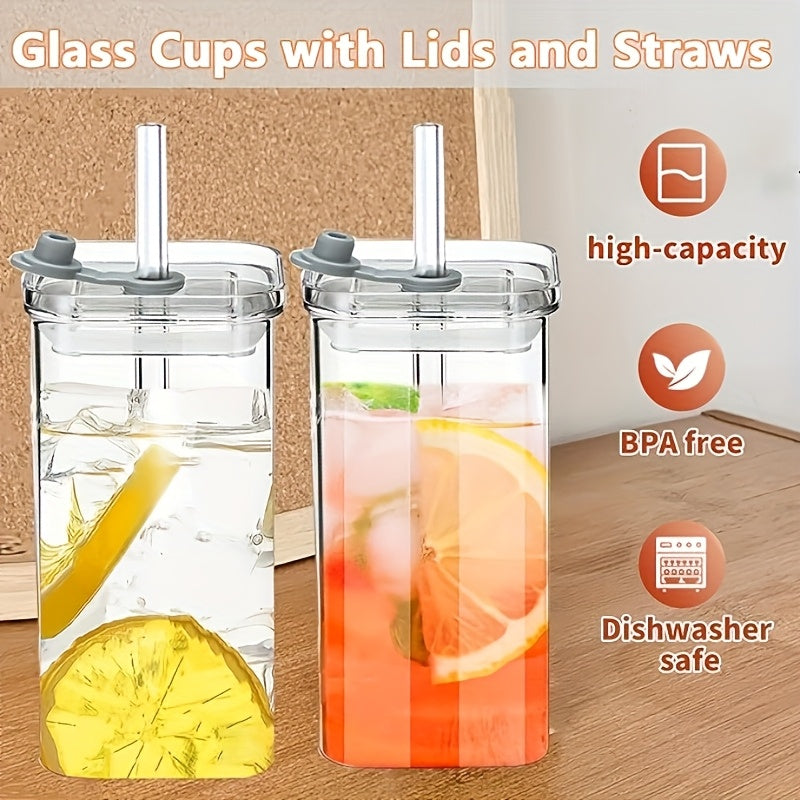 12pcs Square Glass Coffee Cups Set BPA-Free High Borosilicate 13oz Transparent Clear Drinking Glasses for Hot Cold Drinks Office Home Travel Gift for Her | Nuvia Haven
