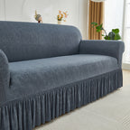 Elastic Sofa Cover with Skirt Full Coverage Printed Slipcover Machine Washable Universal Fit 2 3 4 Seater Couch Protector Living Room