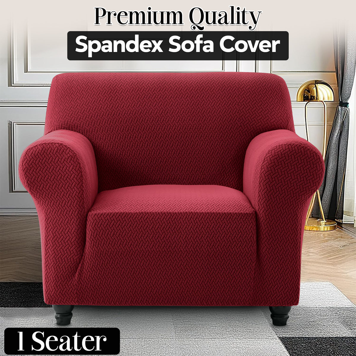 Plush Thick Spandex Sofa Cover Elastic Bottom – Soft Stretchable Couch Slipcover, Non-Slip, Machine Washable, 6 Colors, 2/3 Seater, Living Room Apartment Office Home Decor
