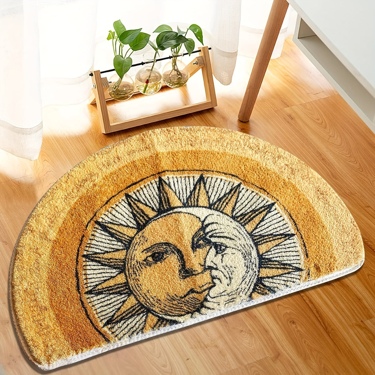 Absorbent Half Round Welcome Mat Non-Slip Indoor Outdoor Door Mat 28x20 Inch Machine Washable Soft Entry Rug for Front Door Bedroom Bathroom