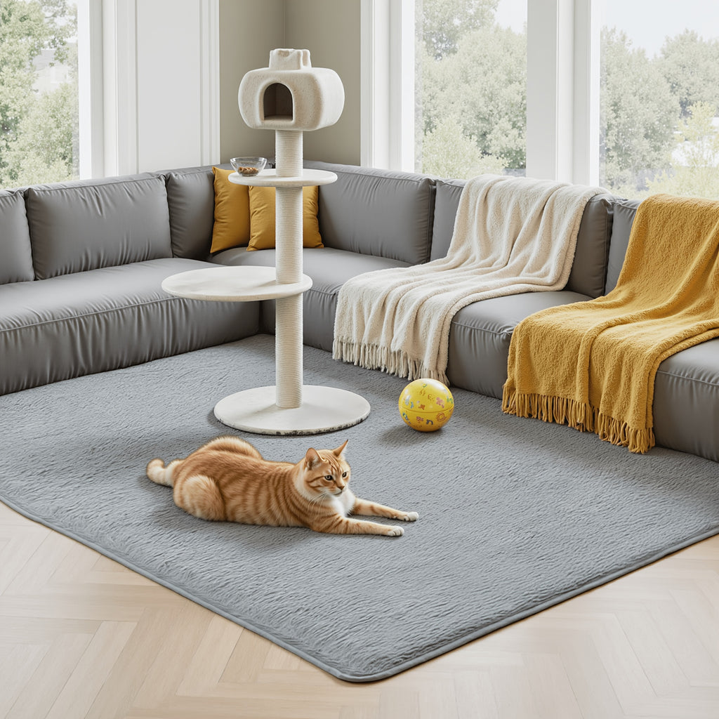 Fluffy Plush Area Rug 1.6 Inch Thick Non-Slip Machine Washable Polyester Tie Dye Rectangle Carpet for Living Room Bedroom Multiple Sizes and Colors