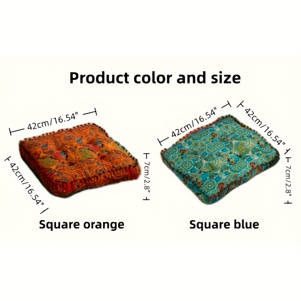 Moroccan Boho Meditation Floor Cushion Pad Thick Soft 100 Percent Linen Cover Bohemian Style for Living Room Bedroom Dining Room Office