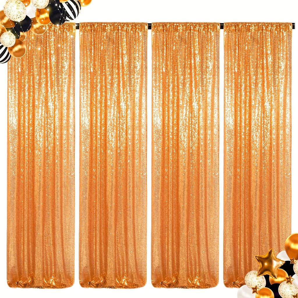 Sequin Curtains Backdrop 4 & 6 Panels 2x8FT - Shimmer Glitter Party Backdrop Curtain for Wedding Birthday Bachelorette Photo Booth, 25 Colors Reusable Event Decoration
