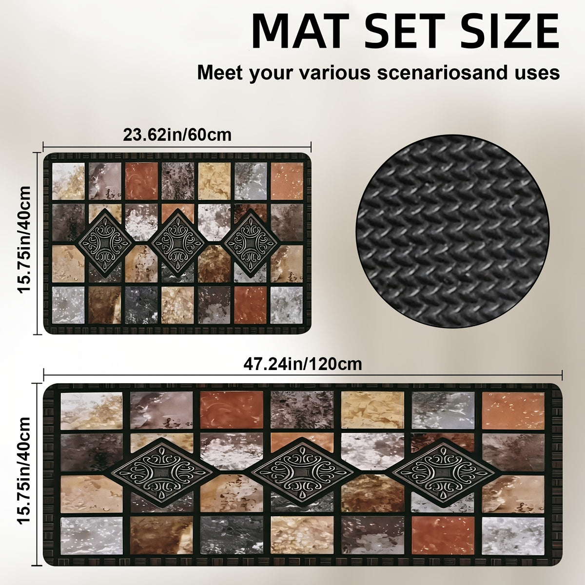 Vintage Plaid Kitchen Floor Mat Set – Diatom Mud Rubber, Absorbent, Non-Slip, Fast Drying, Machine Washable | Kitchen, Bathroom & Hallway | 2-Piece & 3-Piece | Nuvia Haven