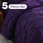 5/7pcs Pintuck Bed In A Bag Comforter Sets, Pinch Pleat Complete Bedding Sets with Comforter, Sheets & Pillowcases, Queen/King Size, All Season
