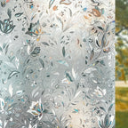 Frosted Window Film Static Cling Removable Non-Adhesive 7mil Tulip Pattern – Privacy & Heat Control Window Film for Bathroom, Home Office & Living Room