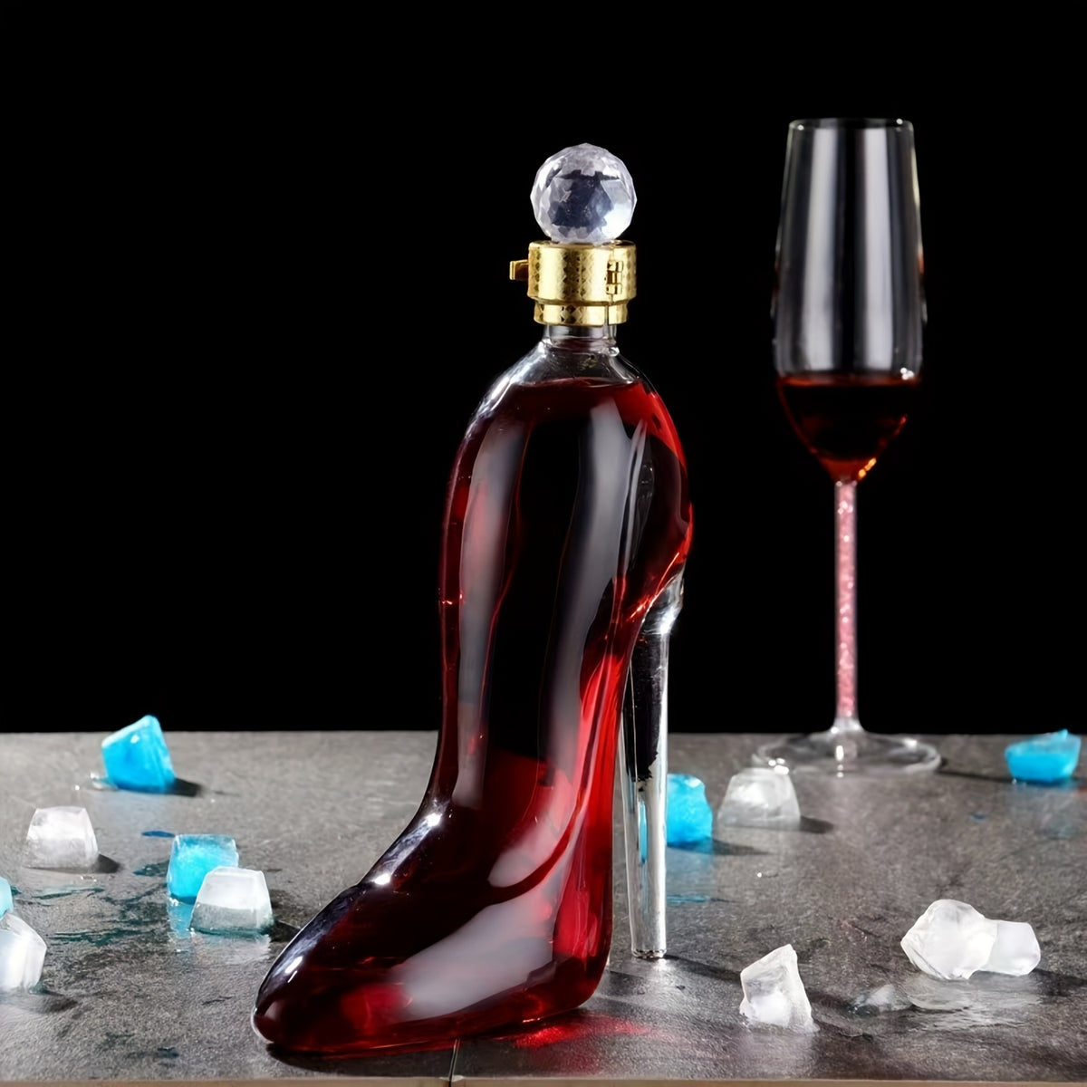 High-Heel Shoe Decanter – Handmade Lead-Free Crystal Glass with Stopper, 750ml Transparent Glossy Wine Decanter for Kitchen, Dining & Home Decor, Valentine’s Day & Holiday Gift