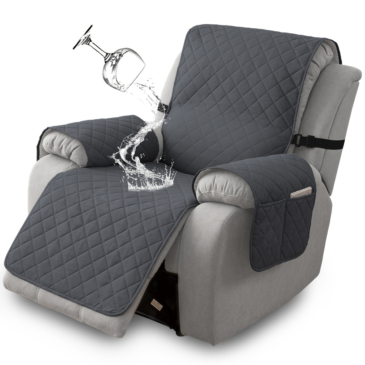 Chenille Knit Recliner Chair Cover 1pc – Non-Slip Sofa Slipcover with Elastic Straps & Drawstring for Large Recliners, Washable Pet Furniture Protector for Dogs Cats, Home Decor