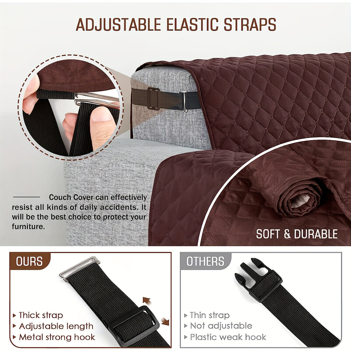 Sofa Cover All Season Stretch Couch Slipcover - Machine Washable, Pet & Dog Friendly, Fits 2/3/4 Seater, Drawstring, Anti-Slip Polyester Furniture Protector for Living Room
