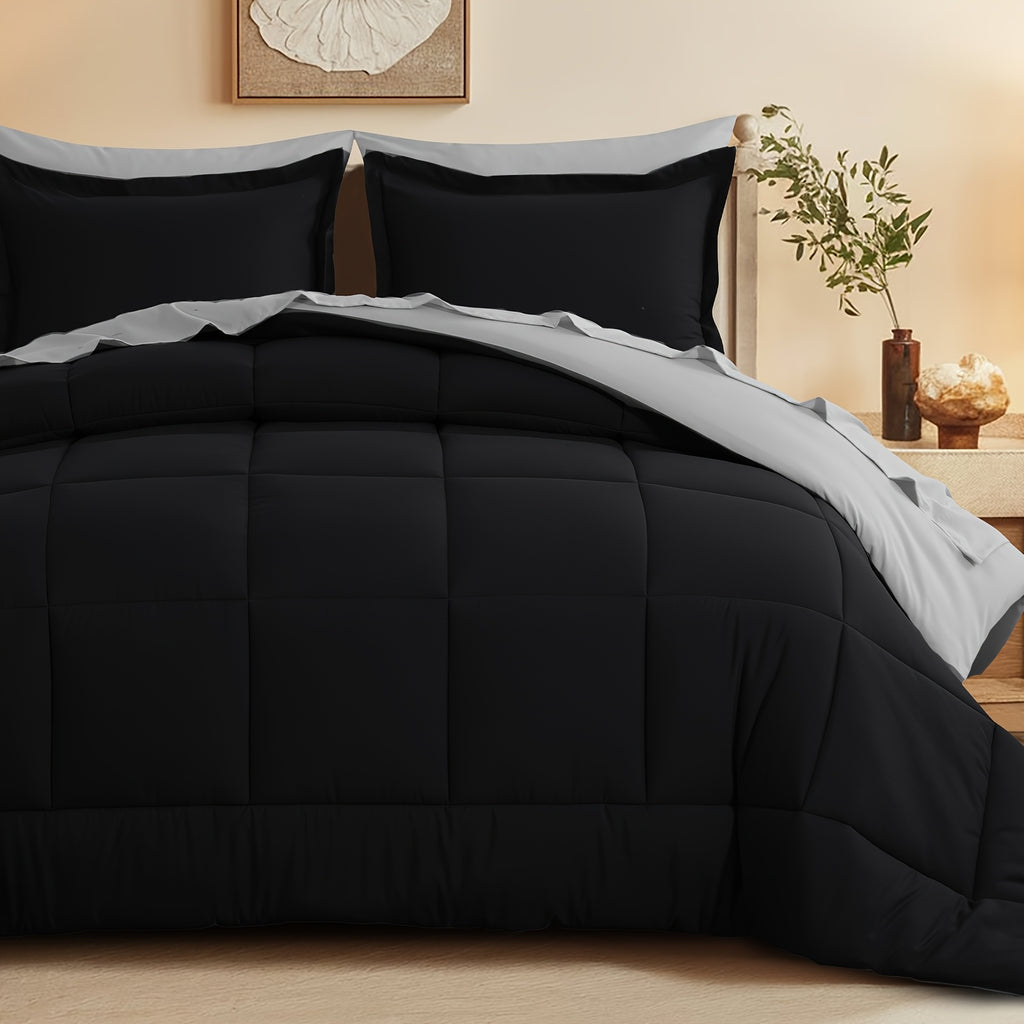 Bed in a Bag Queen 7 Piece Fluffy Comforter Set – Ultra-Soft Microfiber Bedding with Comforter, Fitted Sheet, Flat Sheet & 4 Pillowcases, Hypoallergenic Breathable All Season Bedding Gift for Her